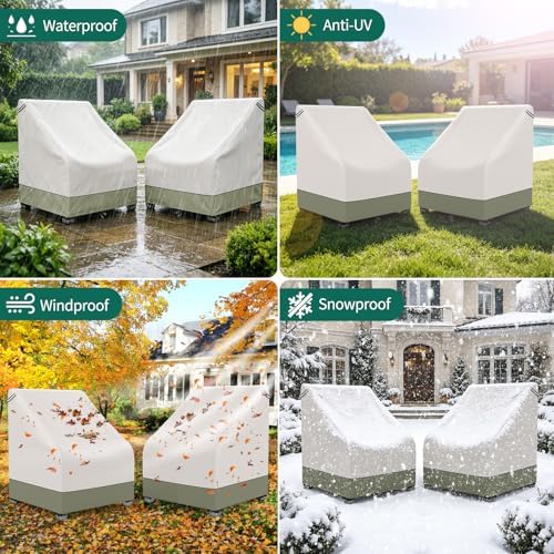 AKEfit Patio Chair Covers for Outdoor Furniture Waterproof 2 Pack,Heavy Duty ...