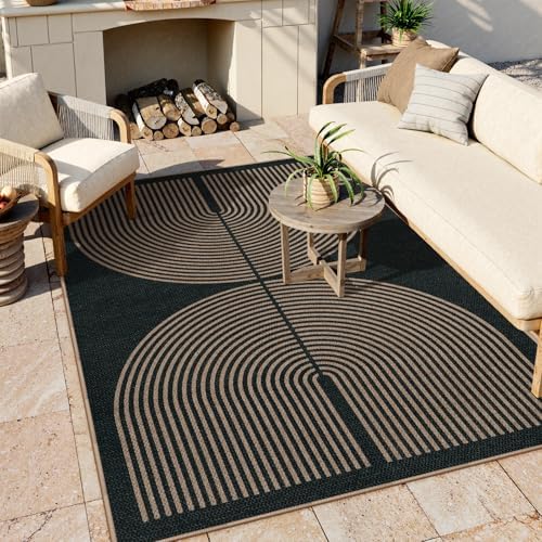 Lahome Modern Rainbow Easy Jute Carpet, Washable 5x7 Area Rugs for Living Roo...