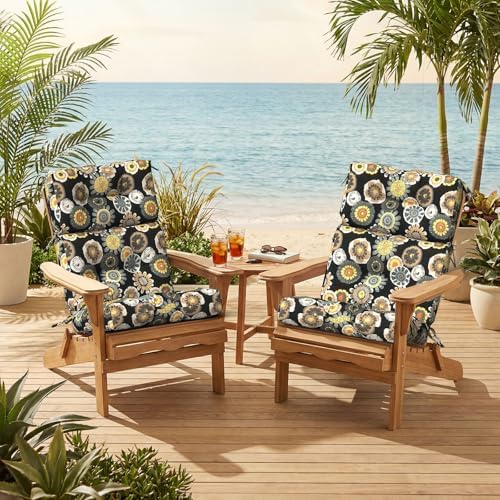 Outdoor High Back Patio Chair Cushions, Tufted Rocking Chair Cushions, Adiron...