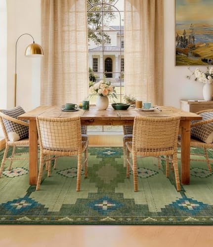 YIHOUSE 6’x9’ Washable Green Mid Century Modern Area Rug for Living Room