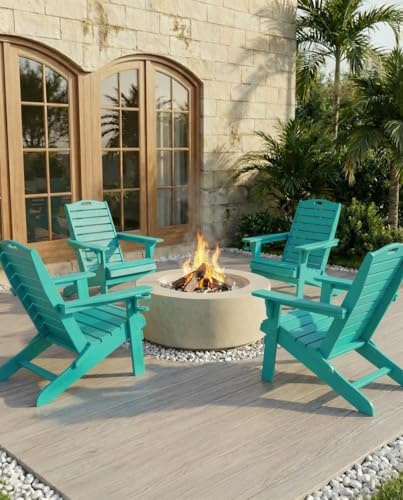 Adjustable Adirondack Chair,Outdoor Fire Pit Chair，Lakeblue