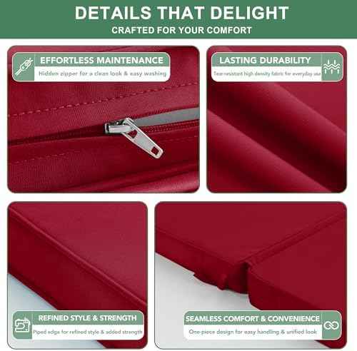 Summsun Patio Dining Seat Cushions Set of 4, 20 x 20 Inch, Burgundy