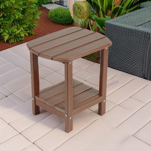 nalone Adirondack Side Table 16.5" Outdoor Side Table HDPE Plastic Doubl...