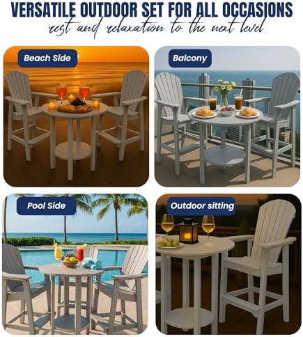 Phat Tommy Round Bar Height Patio Table - Outdoor Bar Table - Balcony Height ...