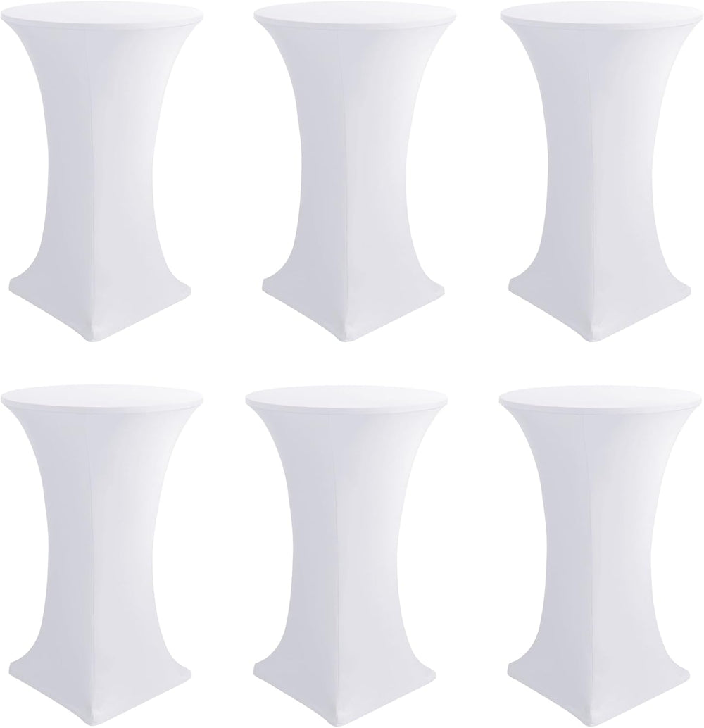 Cocktail Table Covers-White Spandex Round High Top Table Cloths Party