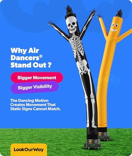 LookOurWay Halloween Air Dancers Inflatable Tube Man Set | 20ft Skeleton Wack...