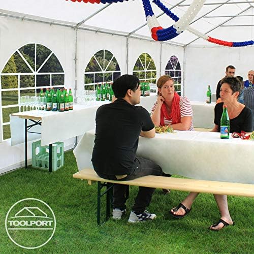 TOOLPORT 10x26 ft PVC 750 N Party Tent, Ground Frame, White
