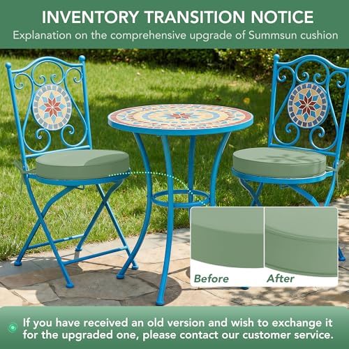Summsun Outdoor Bistro Chair Cushions Set of 2, 15" D x 3" H Round ...