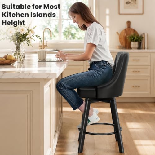 YaFiti 24" Swivel Counter Height Bar Stools Set of 2, Black