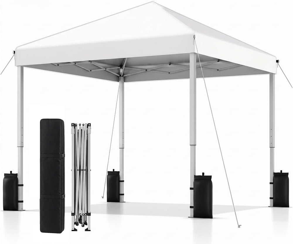 SANWAY 10x10 Pop Up Canopy Tent, One Push One Person Setup, Silver White