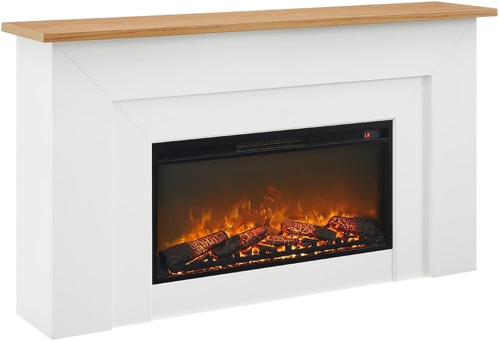 Bowery Hill 64" Freestanding Electric Fireplace with Wood Mantel, Realis...