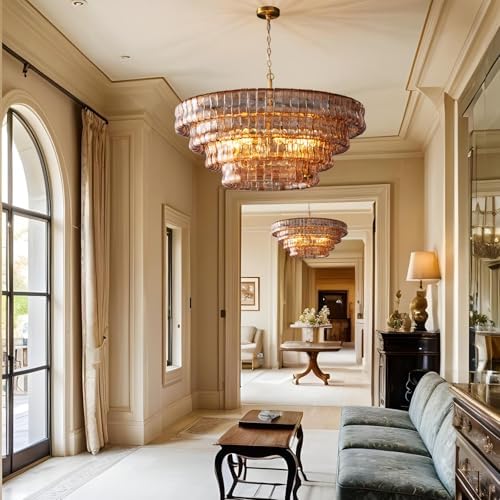 YIOSI Large Chandelier, 36" Gold Chandelier for Dining Room, 6-Light Rou...