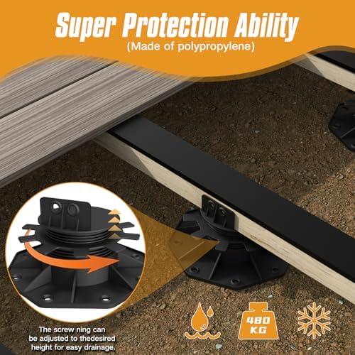 Deckit 24-Pack Adjustable Deck Support Pedestals, 1.18"–2.36" (30–6...