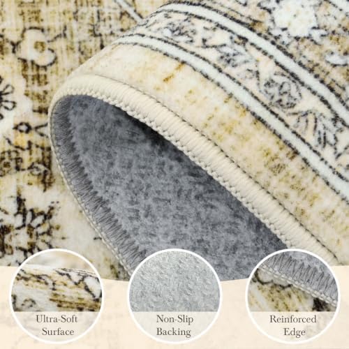 Lessymo 8x10 Washable Area Rugs for Living Room Bedroom,Beige Soft Non-Slip