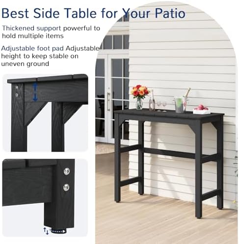 Outdoor Bar Table, 42" Weatherproof Patio Bar Height Counter Table