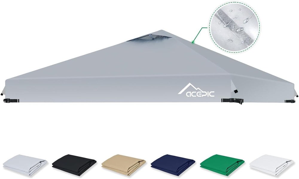 ACEPIC Upgraded 10x10 Canopy Replacement Top with Air Vent(Gray, Top Only)
