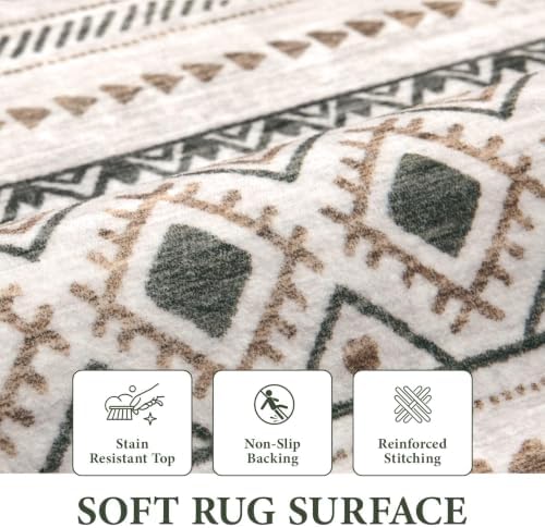 Area Rug Living Room Rugs 8x10 - Large Soft Boho Geometric Rug, Non-Slip Fold...