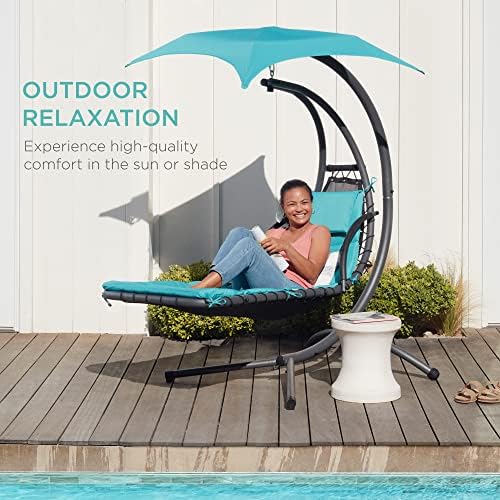 Best Choice Products Outdoor Hanging Curved Steel Chaise Lounge Chair Swing w...
