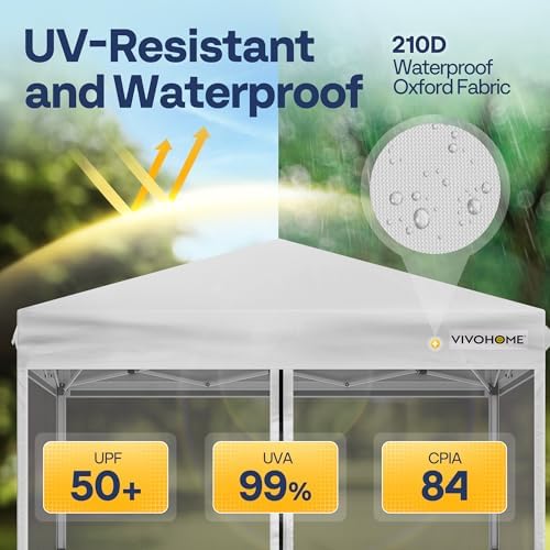VIVOHOME 8x8ft Easy Pop-Up Canopy, Outdoor Screen Tent with Mosquito Netting,...