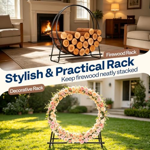 VIVOHOME 40 Inches Firewood Log Rack Hoop(Only Rack)