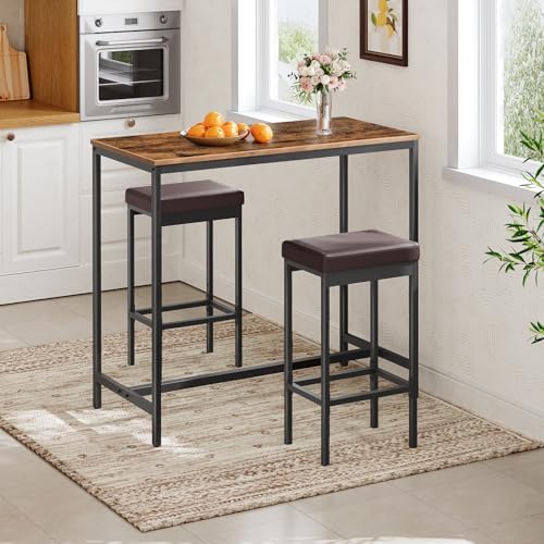 HOOBRO Bar Stools, Set of 2 Barstools, 24.8-Inch Height Stools, Breakfast Bar...