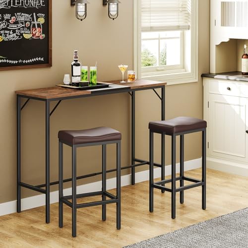 HOOBRO Bar Chairs, Set of 2 Counter Height Saddle Stools with Curved Surface,...