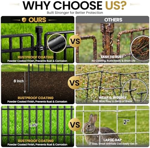 No Dig Garden Fence, Dog Fencing Outdoor for Yard, 10 Panels