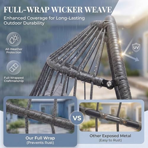 NICESOUL Swing Egg Chair Outdoor Indoor, Patio Wicker Hanging Egg Chairs with...