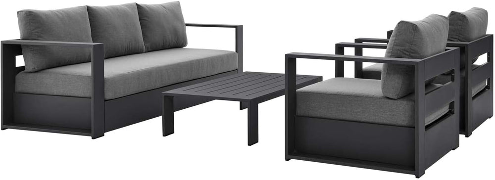 Modway Tahoe Aluminum 4-Piece Outdoor Patio Set in Gray Charcoal