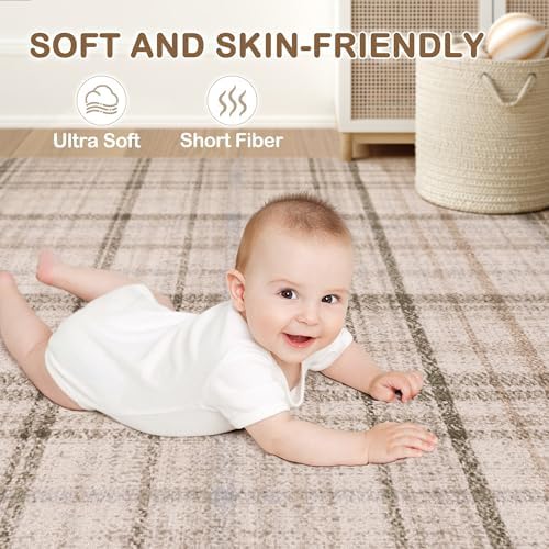 Tortania Area Rug Living Room Rugs - 9x12 Washable Large Soft Neutral Boho Mo...