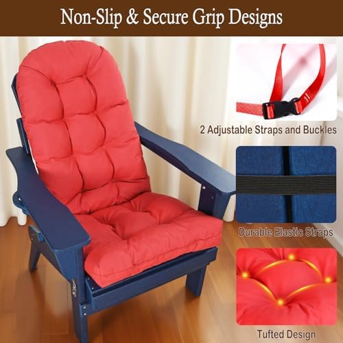 Outdoor Adirondack Chair Cushions Set of 2, Waterproof Patio Rocking Chair Cu...