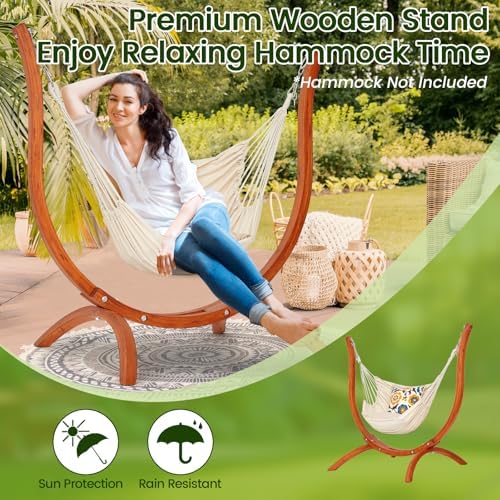 Premium Wooden Hammock Stand only (500 lbs/226kg), Sun Protection & Rain ...