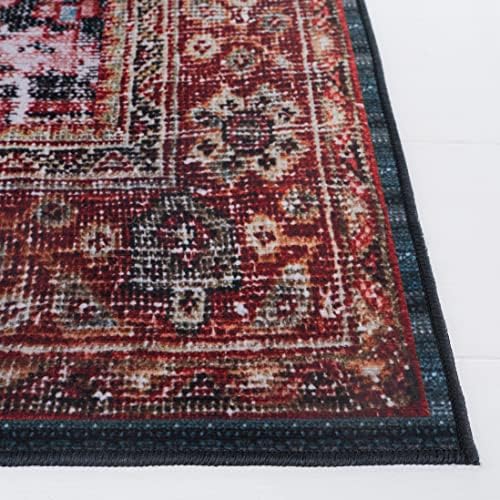 SAFAVIEH Washable Rug Tucson Collection - 8' x 10', Rust & Green,...