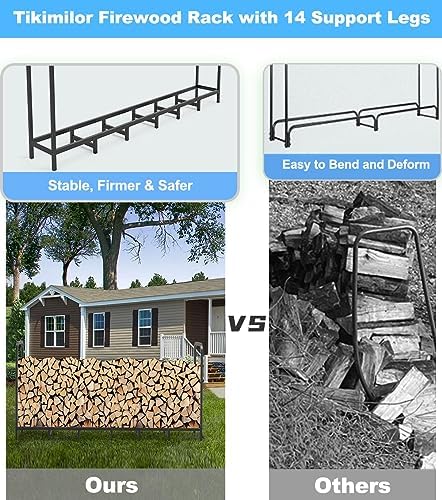 8ft Firewood Rack Holder, Adjustable Heavy Duty Fire Log Stacker Stand for Fi...