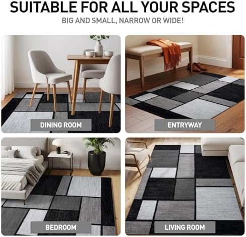 Rugshop Geometric Boxes Modern Soft Living Room Area Rug Gray 12' x 15'