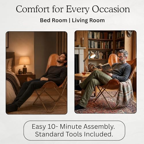Shy Shy Let’s Touch The Sky Leather Living Room Chairs-Butterfly Chair Brown ...