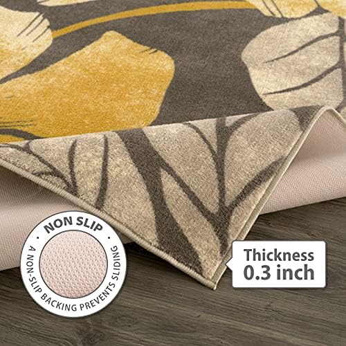 CAMILSON Solana Modern Floral 5x7 Area Rugs Non-Skid (Non-Slip) Rubber Backin...