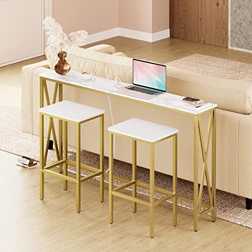 MAHANCRIS Bar Stools, Set of 2 Bar Chairs, Kitchen Breakfast Bar Stools with ...