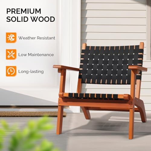 VINGLI Outdoor Armchair, Wooden Adirondack Chair All-Weather Wooden Patio Cha...