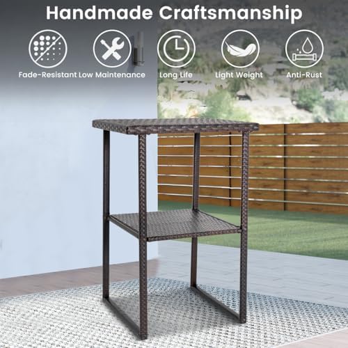 Sundale Outdoor Wicker Bar Table, 36” Height Patio High Top Dining Table
