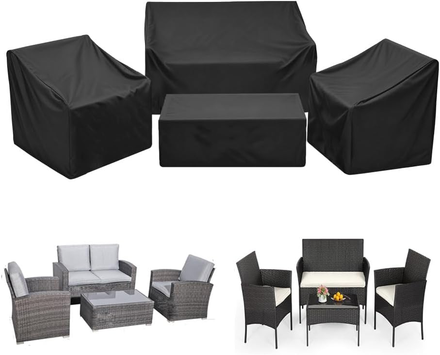 420D Patio Furniture Covers 4 Piece Set, Waterproof & UV Resistant Outdoo...