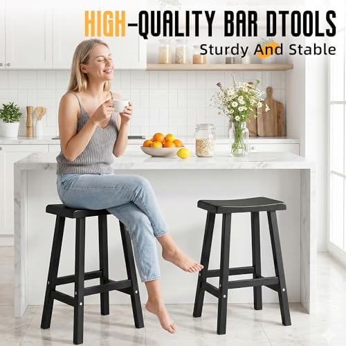 24-Inch Bar Stools (Set of 4) – Recycled Resin Counter Height Stools for Kitc...