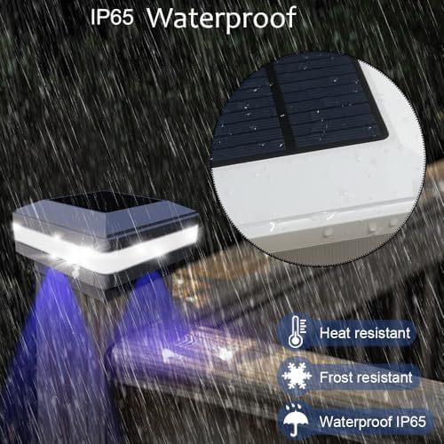 Sumaote 4x4 Solar Post Cap Lights, 160LM 52 LEDs, IP65, White 4 Pack