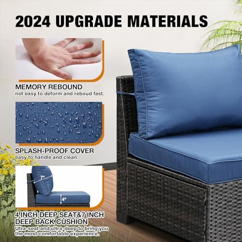 JOYURE 7 Pieces Patio Furniture Set All-Weather Outdoor Wicker Sectional Conv...