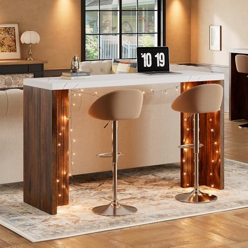 Bar Table for 4-6 People - 55” Long Counter Height Pub with Extra Thickened T...