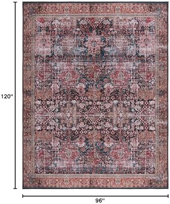 SAFAVIEH Washable Rug Tucson Collection - 8' x 10', Rust & Green,...