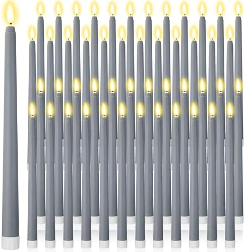 Handepo 48 Pack Flameless LED Taper Candles Battery Operated, Dusty Blue