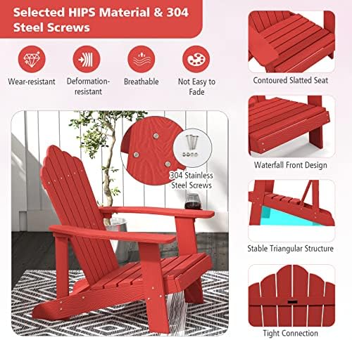 Tangkula Oversized Adirondack Chair, Patio Lounge Chairs w/Adjustable Cup Hol...