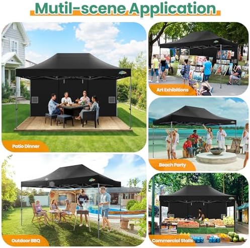 COBIZI 10x15 Heavy Duty Pop up Canopy Tent with Sidewalls Commercial Canopy