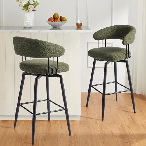 Glitzhome Swivel Bar Stools Set of 2, 31.5 Inch Seat Height Modern Mid Centur...